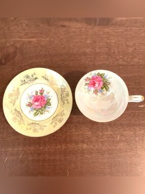 Vintage Royal Halsey Very Fine Footed Tea Cup & Saucer Set 1950’s - 1960’s